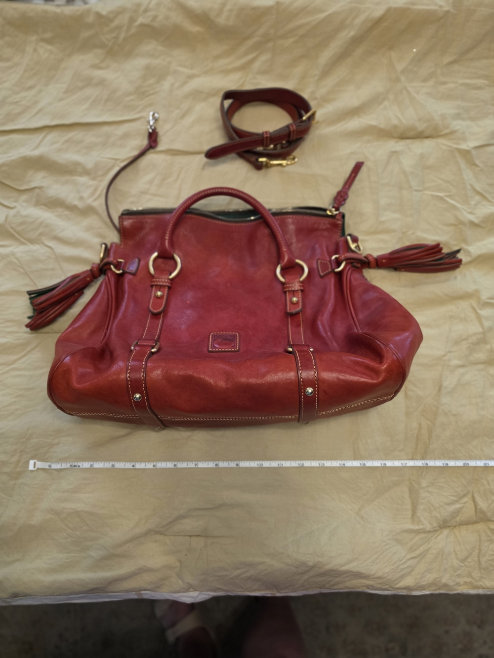 Women's Red Leather Satchel Bag - Classic Structured Tote